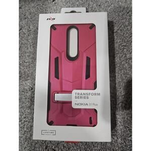 Phone Case For Nokia 3.1 Plus Zizo Transform Series Pink Bolt With Kickstand